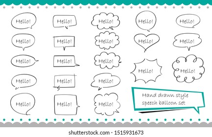 Hand drawn style speech balloon illustration set