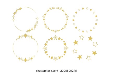 Hand drawn style star, round, circular, vector frame illustration.