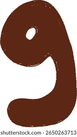 Hand Drawn Style Typography Number Nine	