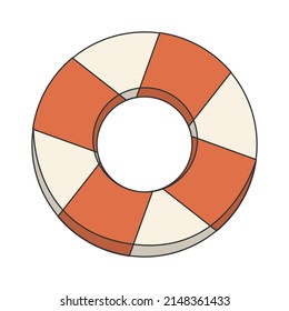 Ilustración vectorial de estilo dibujado a mano del anillo de natación aislado en el fondo.