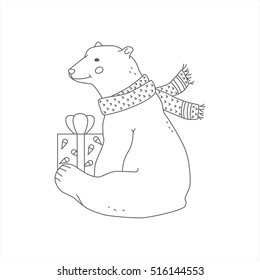 hand drawn style vector illustration with bear. Poster or banner template.