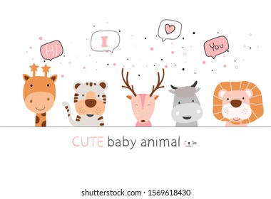 Hand drawn style white cute animal cartoon. vector illustration