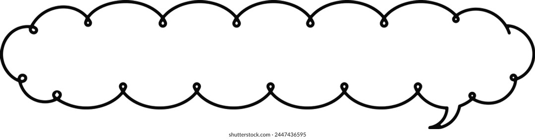 Hand drawn Style wide,horizontally long Cloud Speech Bubble Illustration
