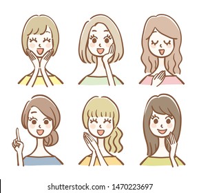 Hand drawn style women icon set