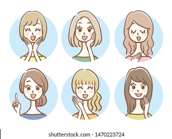 Hand drawn style women icon set