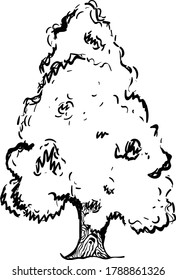 Hand drawn style of xmas tree, doodle icon 