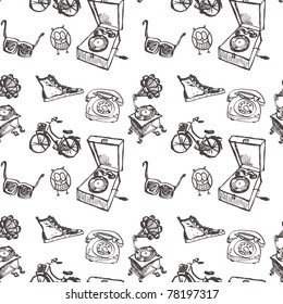 Hand drawn stylish black and white seamless pattern