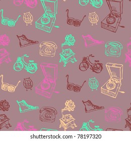 Hand drawn stylish colorful seamless pattern