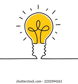 Hand drawn stylish illustration, idea concept with light bulb