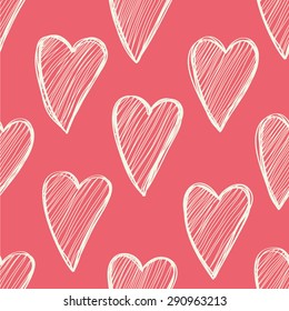 Hand drawn stylish love hearts pattern vector design. Background can be used for wallpapers, pattern fills, web page backgrounds, surface textures.