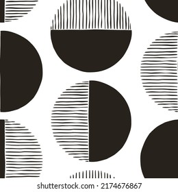 Patrón abstracto estilizado moderno y sin fisuras con formas redondeadas, estilo de diseño escandinavo. Ilustración del vector