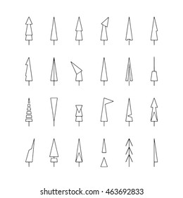 Hand drawn stylized architectural fir tree black color. Flat style vector illustration. Christmas set. (Can be used as texture for cards, invitations, DIY projects, web sites or for any other design.)