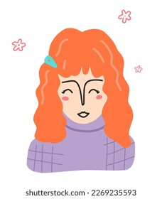 Hand drawn stylized beautiful ladie. Beautiful portrait of young woman. Sketch style. Stylish models. Quirky look. Fashionable modern clothes. Vector illustration. Cool design. print idea