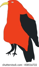 Hand drawn stylized bird red color illustration. Bird isolated icon. (Can be used as texture for cards, invitations, DIY projects, web sites or for any other design.)