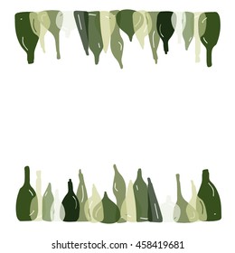Hand drawn stylized bottle set green color illustration. Bottle isolated icon. (Can be used as texture for cards, invitations, DIY projects, web sites or for any other design.)