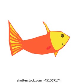 Hand drawn stylized cartoon fish. Kids drawing style.