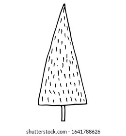 Hand drawn stylized christmas trees in doodle style. Stock vector illustration