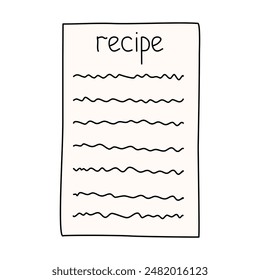 Hand drawn stylized cooking recipe card or template, doodle style vector