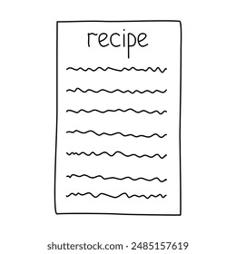 Hand drawn stylized cooking recipe card or template, doodle style vector outline for coloring book