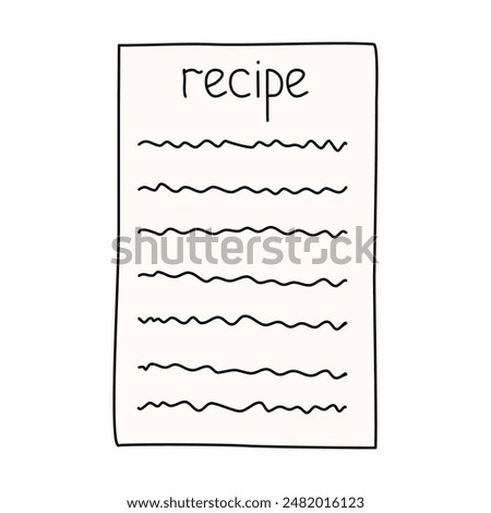 Hand drawn stylized cooking recipe card or template, doodle style vector