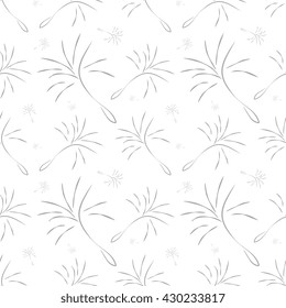 Hand drawn stylized dandelion seamless pattern. Floral abstract background