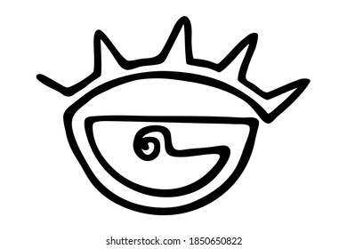 Hand drawn stylized eye design hand painted with ink pen, isolated on white background. Vector illustration