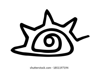 Hand drawn stylized eye design hand painted with ink pen, isolated on white background. Vector illustration