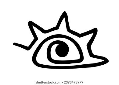 Hand drawn stylized eye design hand painted with ink pen