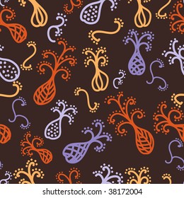 Hand drawn stylized flowers seamless background pattern