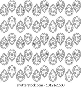 Hand drawn stylized graphic abstract black and white seamless pattern.