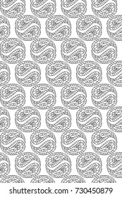 Hand drawn stylized graphic abstract black and white seamless pattern.