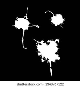 Hand drawn stylized grunge bird droppings set black and white. Flat blots set style vector illustration. (Can be used as texture for cards, invitations, DIY, web sites)