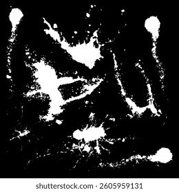 Hand drawn stylized grunge bird droppings set black and white. Flat blots set style vector illustration. (Can be used as texture for cards, invitations, DIY, web sites). Top drops set.