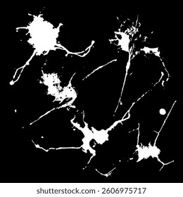 Hand drawn stylized grunge bird droppings set black and white. Flat blots set style vector illustration. (Can be used as texture for cards, invitations, DIY, web sites). Top drops set.