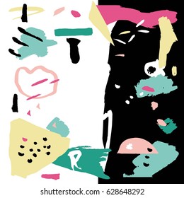 Hand drawn stylized grunge geometry set bright color. Flat vector style illustration. (Can be used as texture for cards, invitations, DIY projects, web sites or for any other design.)