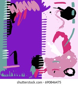 Hand drawn stylized grunge geometry set bright color. Flat vector style illustration. Abstract placard. (Can be used as texture for cards, invitations, DIY projects, web sites or for any other design)
