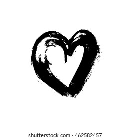 Hand drawn stylized grunge heart pattern black color. Flat style vector illustration. (Can be used as texture for cards, invitations, DIY projects, web sites or for any other design.)