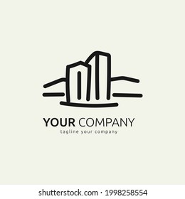 Hand drawn stylized hotel vector logo 