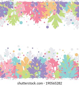 Hand drawn stylized iris flowers horizontal seamless border