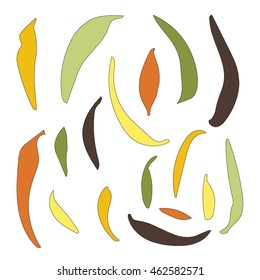 Hand drawn stylized leaves set pattern autumn color. Flat style vector illustration. (Can be used as texture for cards, invitations, DIY projects, web sites or for any other design.)