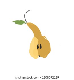 Hand drawn stylized lemon bright color. Grunge pear. Isolated lemon. Flat style vector illustration. (Can be used as texture for cards, invitations, DIY projects, web sites or for any other design.)