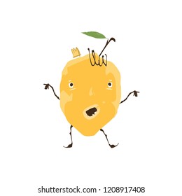 Hand drawn stylized lemon bright color. Grunge lemon. Cartoon lemon. Flat style vector illustration. (Can be used as texture for cards, invitations, DIY projects, web sites or for any other design.)