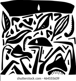 Hand drawn stylized nature autumn set black color. Flat style vector illustration. (Can be used as texture for cards, invitations, DIY projects, web sites or for any other design.)