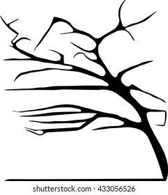 Hand drawn stylized old tree black color. Tree isolated icon. (Can be used as texture for cards, invitations, DIY projects, web sites or for any other design.)