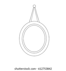 Hand drawn stylized outline mirror. Flat style furniture vector illustration for interior. (Can be used as texture for cards, invitations, DIY projects, web sites or for any other design.)