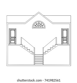 Hand drawn stylized outline section of house. Flat vector style illustration. Black and white. (Can be used as texture for cards, invitations, DIY projects, web sites or for any other design.)