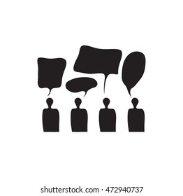 Hand drawn stylized people speeach black color. Flat style vector illustration. (Can be used as texture for cards, invitations, DIY projects, web sites or for any other design.)
