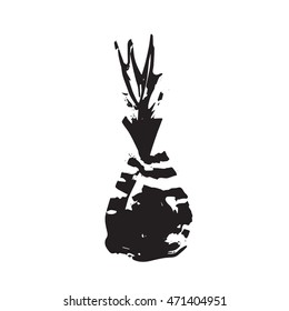 Hand drawn stylized pineapple black color. Flat style vector illustration. (Can be used as texture for cards, invitations, DIY projects, web sites or for any other design.)