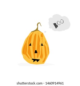 Hand drawn stylized poster for halloween. Cartoon vector pumpkin. Flat style vector illustration. Autumn festival.