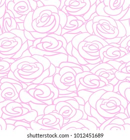 Hand drawn stylized roses, abstract vector seamless pattern